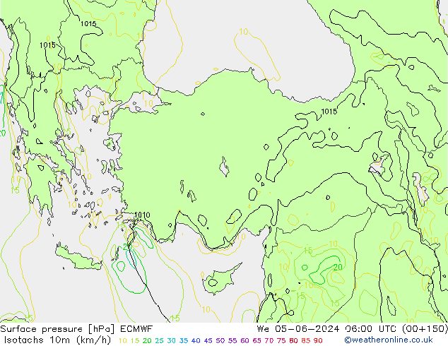 Isotachs (kph) ECMWF We 05.06.2024 06 UTC