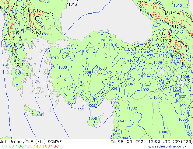 Straalstroom/SLP ECMWF za 08.06.2024 12 UTC