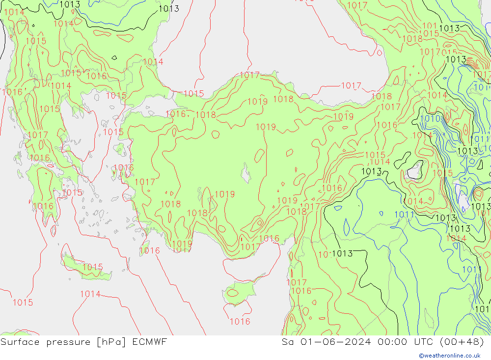 ciśnienie ECMWF so. 01.06.2024 00 UTC