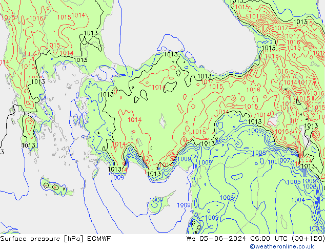 pressão do solo ECMWF Qua 05.06.2024 06 UTC