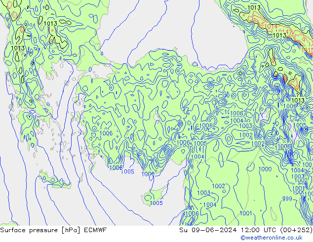 приземное давление ECMWF Вс 09.06.2024 12 UTC