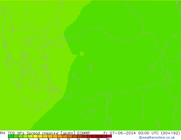 RH 700 hPa Spread ECMWF Fr 07.06.2024 00 UTC