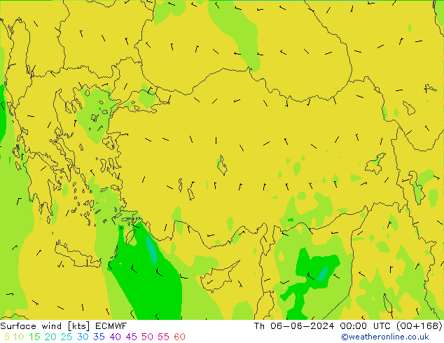 Wind 10 m ECMWF do 06.06.2024 00 UTC