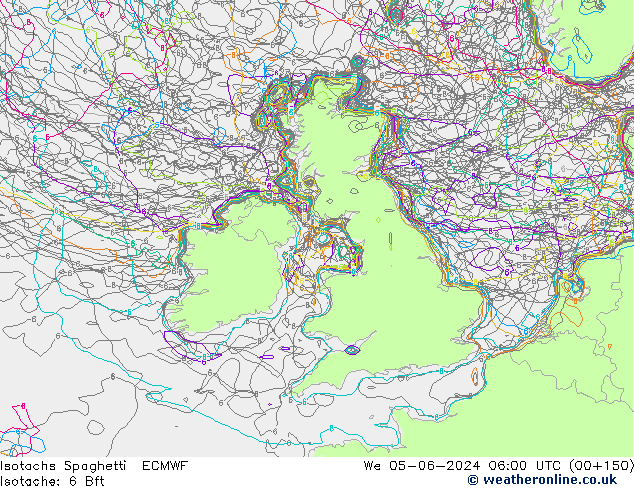 Isotachs Spaghetti ECMWF St 05.06.2024 06 UTC