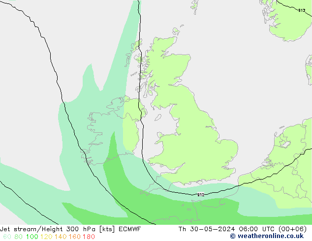 Jet stream/Height 300 hPa ECMWF Th 30.05.2024 06 UTC