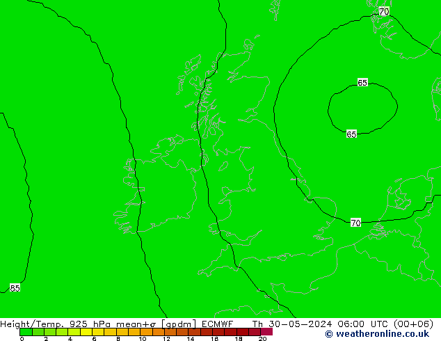 Height/Temp. 925 hPa ECMWF Th 30.05.2024 06 UTC