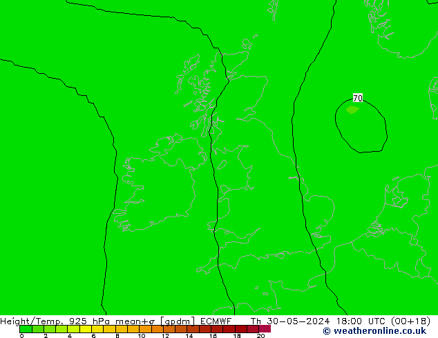 Yükseklik/Sıc. 925 hPa ECMWF Per 30.05.2024 18 UTC