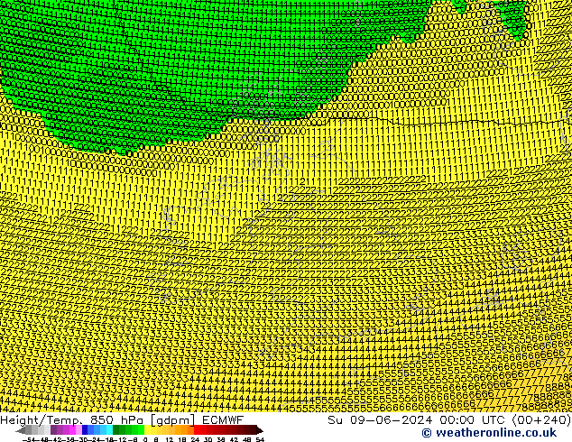 Height/Temp. 850 hPa ECMWF Su 09.06.2024 00 UTC