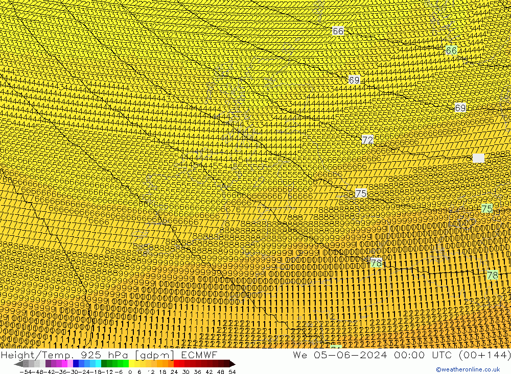 Height/Temp. 925 гПа ECMWF ср 05.06.2024 00 UTC