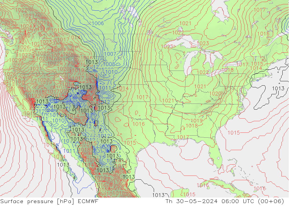 Luchtdruk (Grond) ECMWF do 30.05.2024 06 UTC