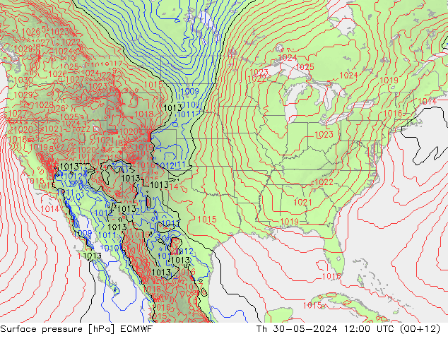 Luchtdruk (Grond) ECMWF do 30.05.2024 12 UTC