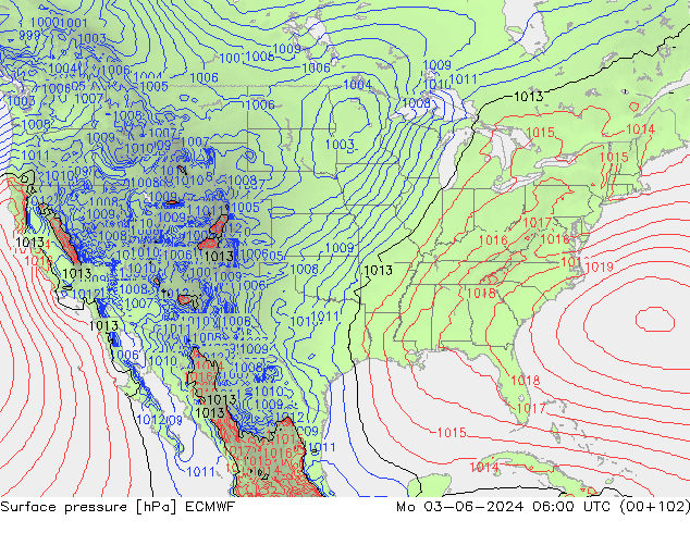 Pressione al suolo ECMWF lun 03.06.2024 06 UTC