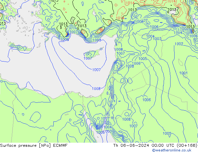 Atmosférický tlak ECMWF Čt 06.06.2024 00 UTC