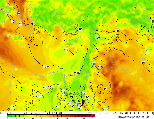 Isotaca Spread ECMWF mié 05.06.2024 06 UTC