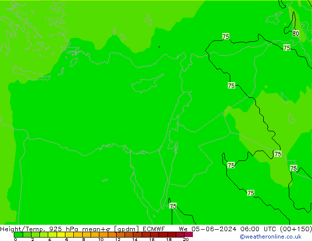 Géop./Temp. 925 hPa ECMWF mer 05.06.2024 06 UTC