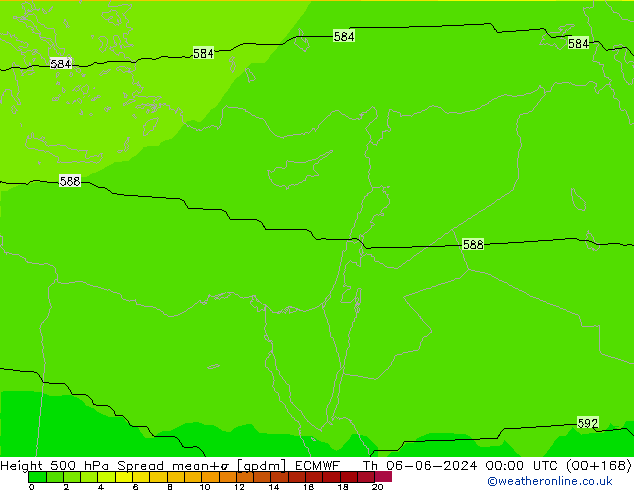 Height 500 hPa Spread ECMWF gio 06.06.2024 00 UTC