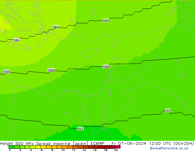 Height 500 hPa Spread ECMWF Fr 07.06.2024 12 UTC