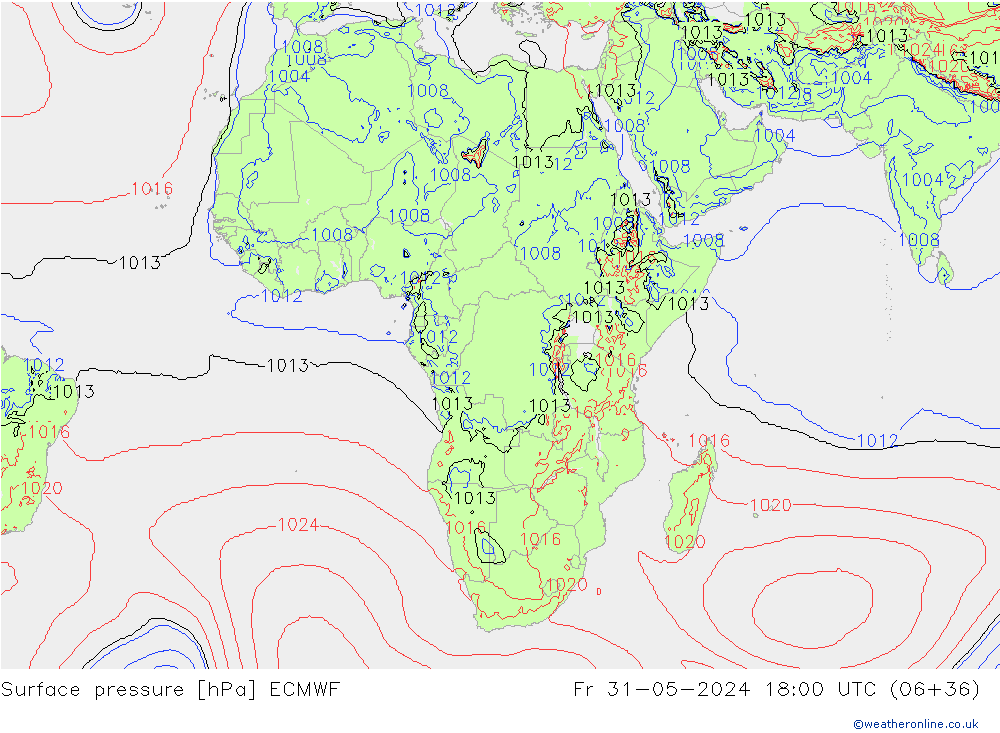 ciśnienie ECMWF pt. 31.05.2024 18 UTC