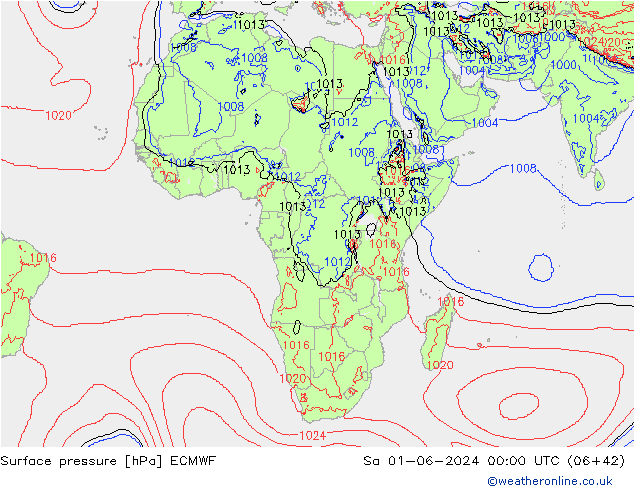 Surface pressure ECMWF Sa 01.06.2024 00 UTC