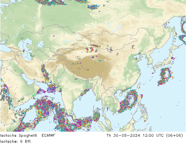 Isotachs Spaghetti ECMWF Th 30.05.2024 12 UTC