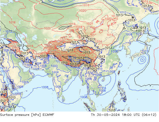 Surface pressure ECMWF Th 30.05.2024 18 UTC