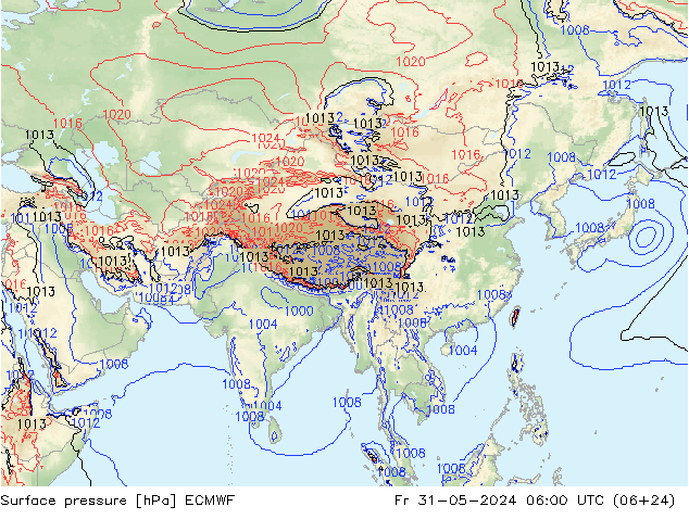 Surface pressure ECMWF Fr 31.05.2024 06 UTC