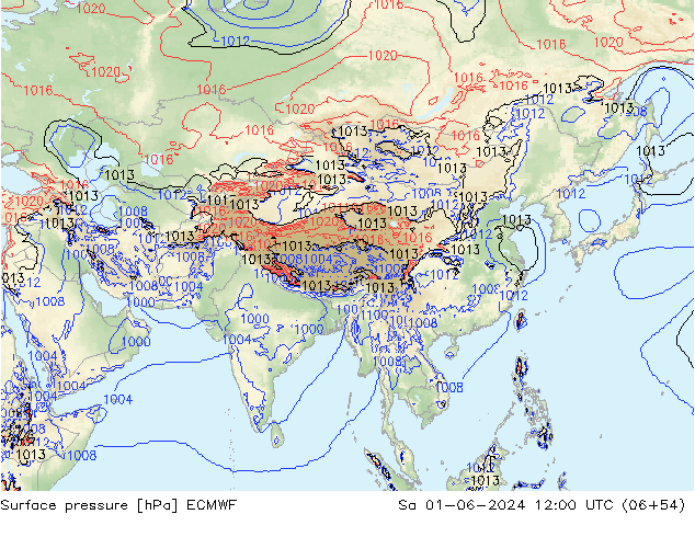 Luchtdruk (Grond) ECMWF za 01.06.2024 12 UTC