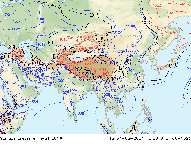 Presión superficial ECMWF mar 04.06.2024 18 UTC