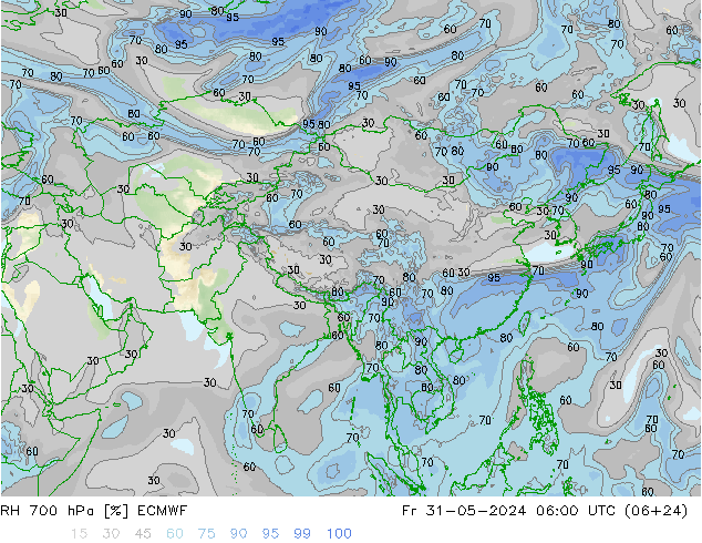 RH 700 hPa ECMWF  31.05.2024 06 UTC