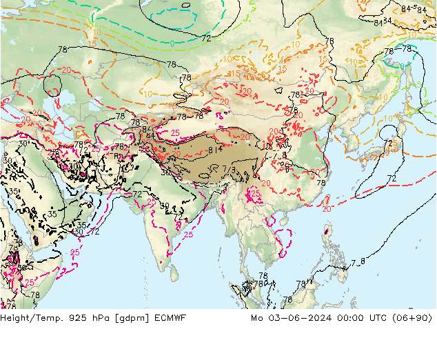 Géop./Temp. 925 hPa ECMWF lun 03.06.2024 00 UTC