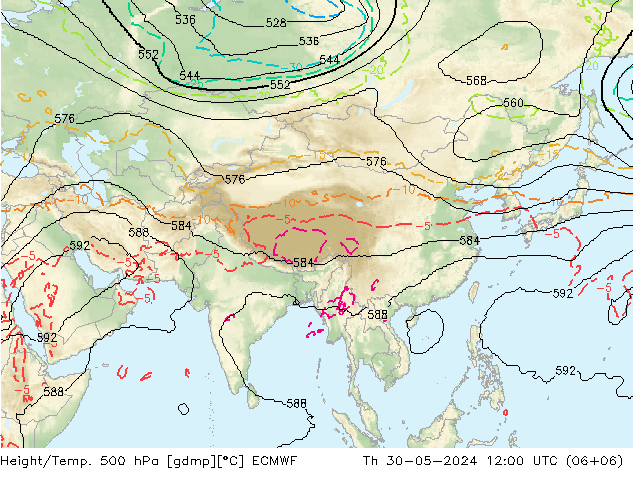 Height/Temp. 500 hPa ECMWF  30.05.2024 12 UTC