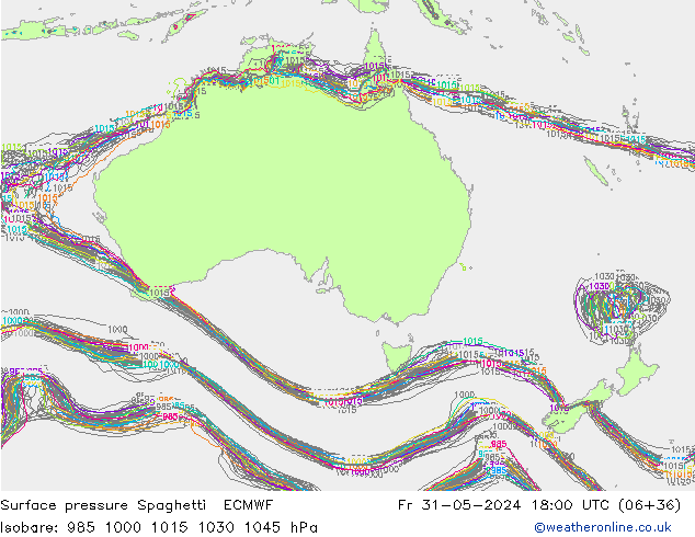 Atmosférický tlak Spaghetti ECMWF Pá 31.05.2024 18 UTC
