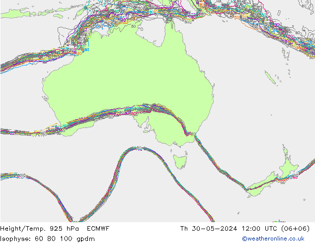 Height/Temp. 925 hPa ECMWF Th 30.05.2024 12 UTC