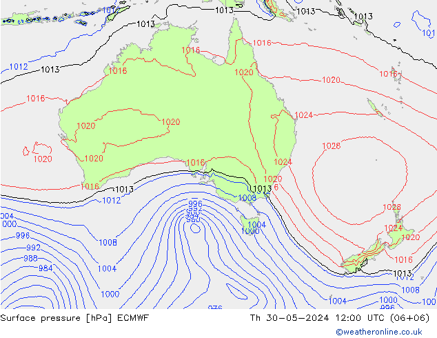 Bodendruck ECMWF Do 30.05.2024 12 UTC