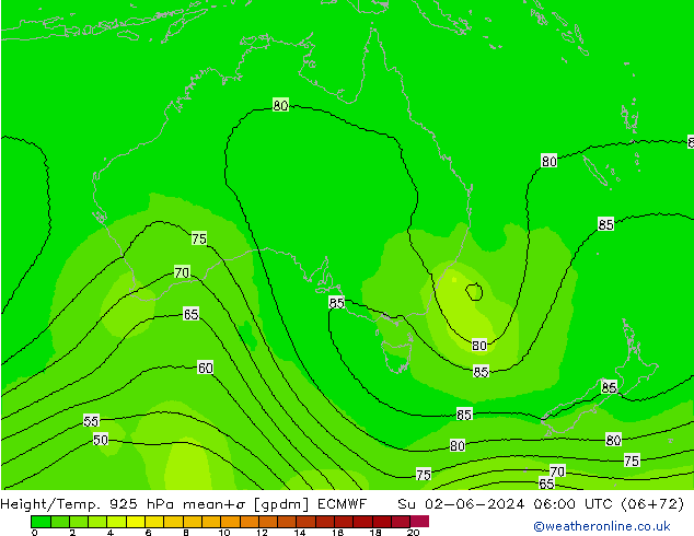 Height/Temp. 925 hPa ECMWF Dom 02.06.2024 06 UTC