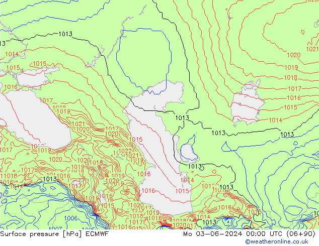 pressão do solo ECMWF Seg 03.06.2024 00 UTC