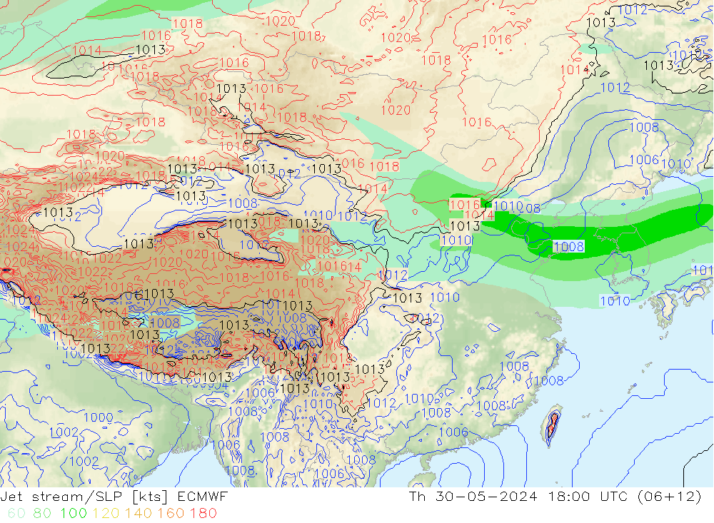 高速氣流/地面气压 ECMWF 星期四 30.05.2024 18 UTC