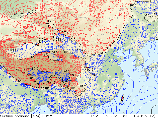 地面气压 ECMWF 星期四 30.05.2024 18 UTC