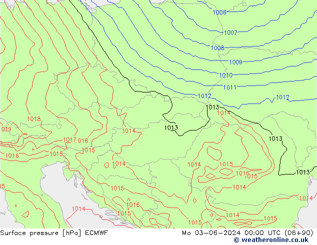 Pressione al suolo ECMWF lun 03.06.2024 00 UTC