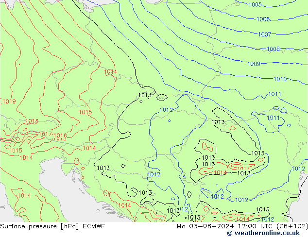 приземное давление ECMWF пн 03.06.2024 12 UTC