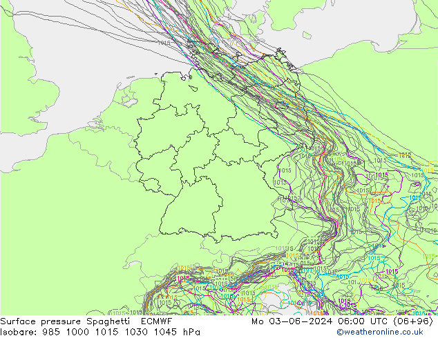 Bodendruck Spaghetti ECMWF Mo 03.06.2024 06 UTC