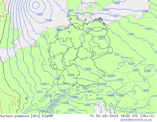 Surface pressure ECMWF Th 30.05.2024 18 UTC