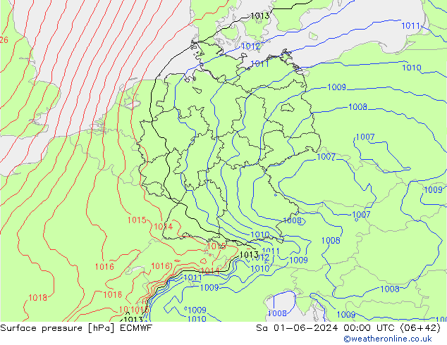 Presión superficial ECMWF sáb 01.06.2024 00 UTC