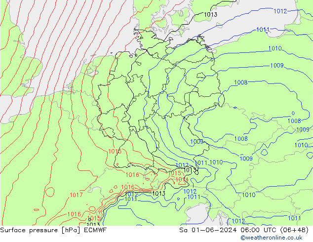 приземное давление ECMWF сб 01.06.2024 06 UTC