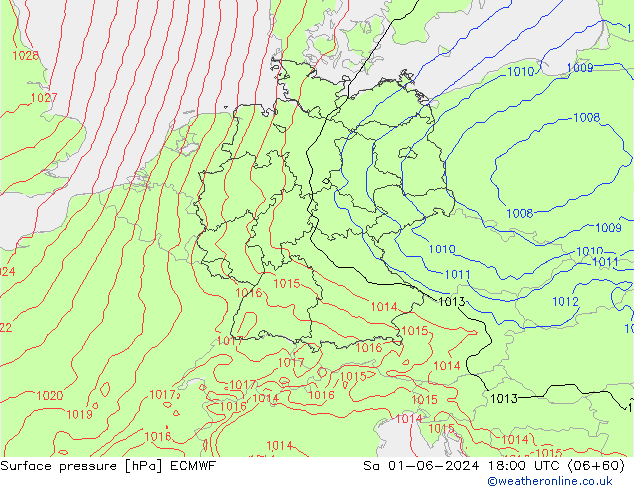 Luchtdruk (Grond) ECMWF za 01.06.2024 18 UTC