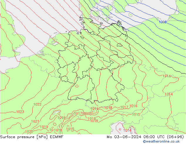 Bodendruck ECMWF Mo 03.06.2024 06 UTC