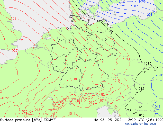 ciśnienie ECMWF pon. 03.06.2024 12 UTC