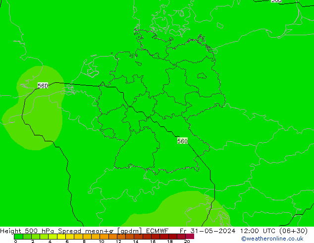 Height 500 hPa Spread ECMWF Fr 31.05.2024 12 UTC