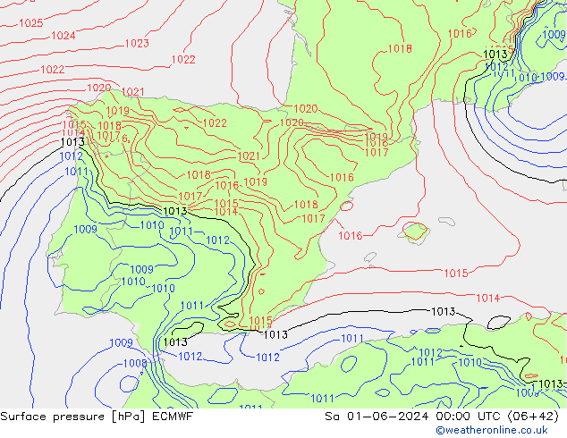 Atmosférický tlak ECMWF So 01.06.2024 00 UTC