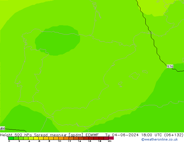 Height 500 hPa Spread ECMWF Ter 04.06.2024 18 UTC